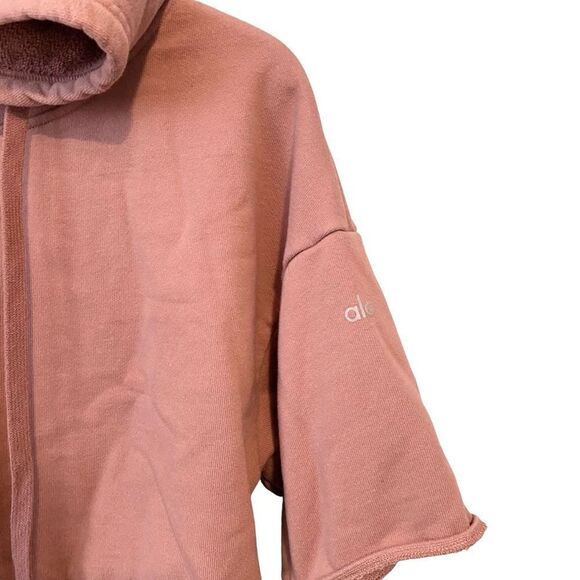 Alo Yoga Peak Elbow Cut Out Crop Hoodie Sweatshirt Mauve in Size Small - Picture 7 of 8